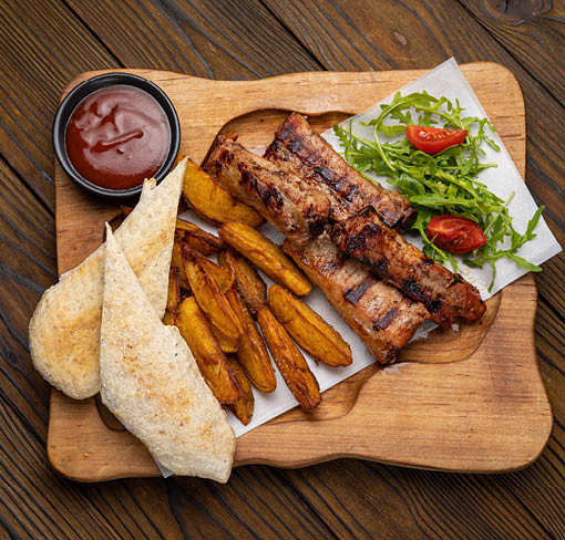 Delicious meat dish in a restaurant 